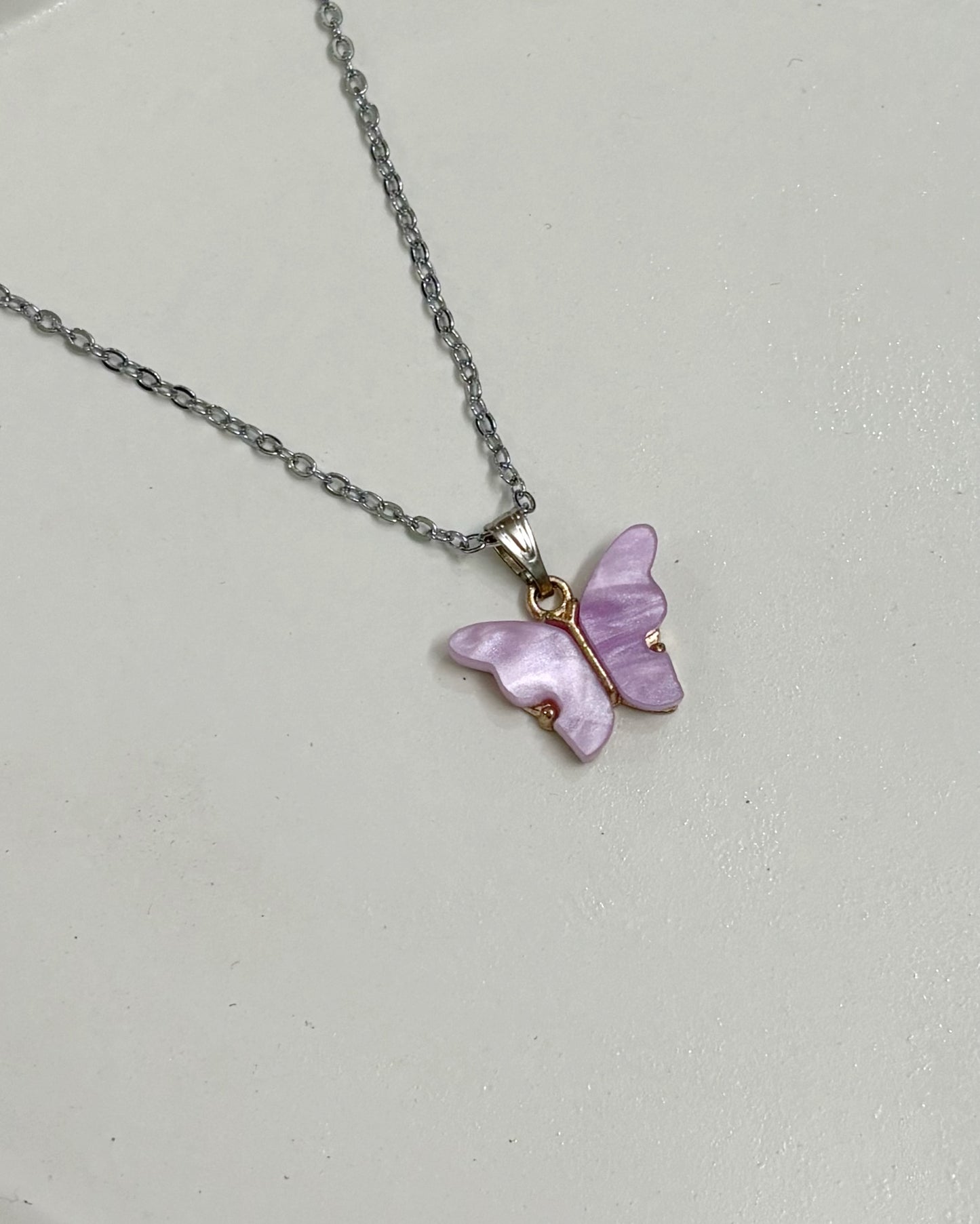 Lilac butterfly pendant