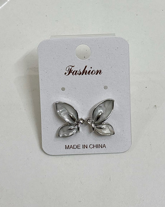 Butterfly metallic studs (white)