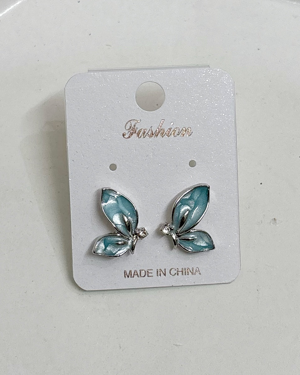 Butterfly metallic studs (blue)
