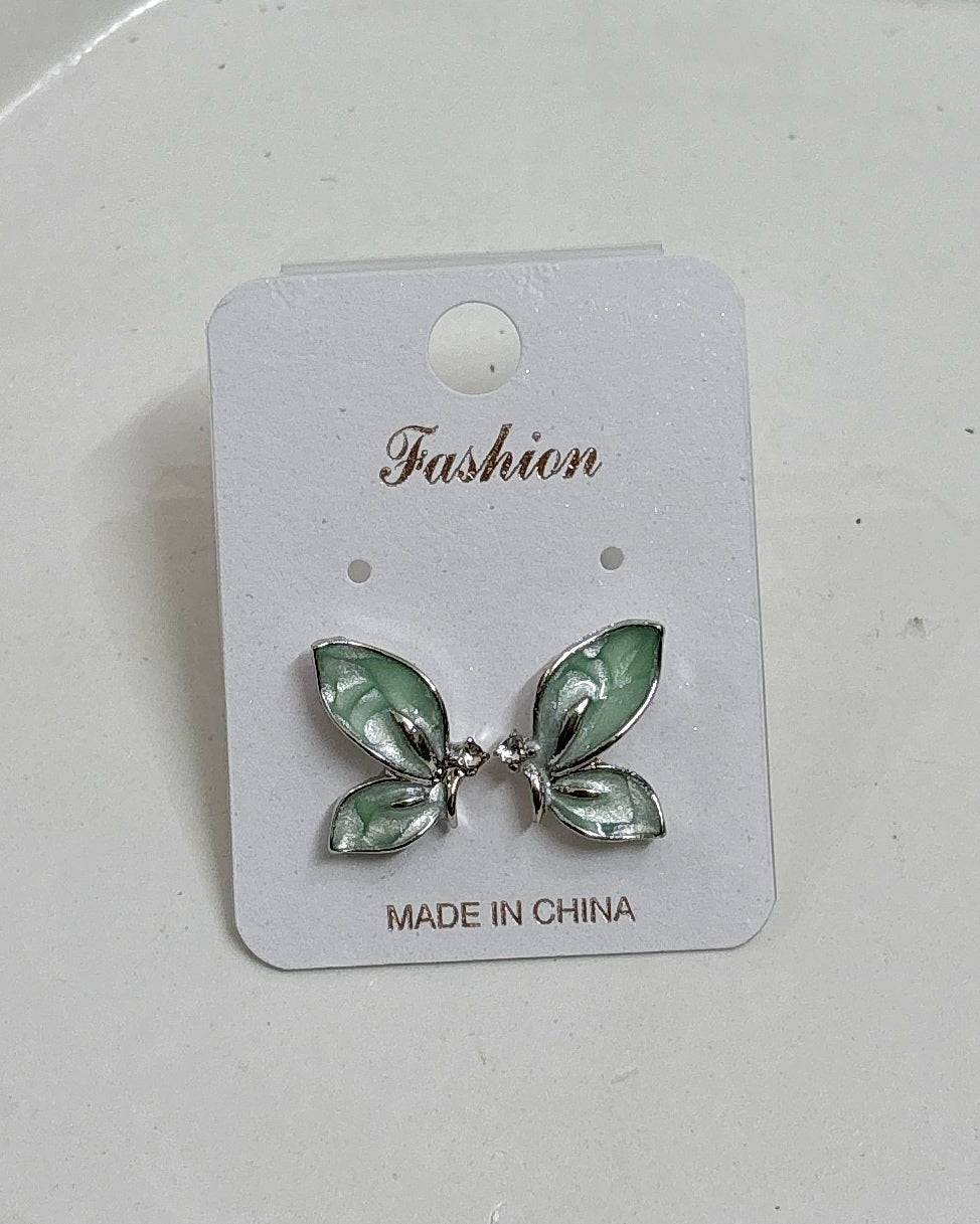 Butterfly metallic studs (green)