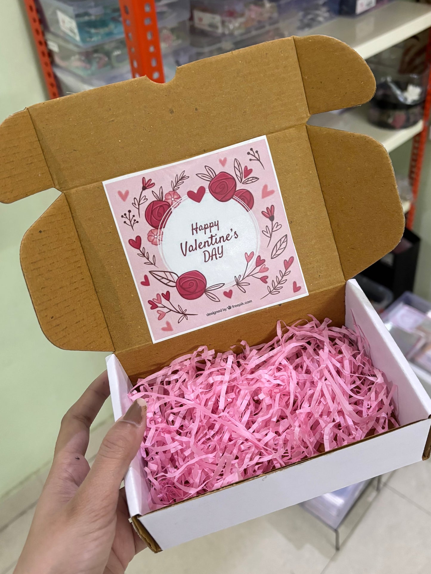 Valentines sticker in box
