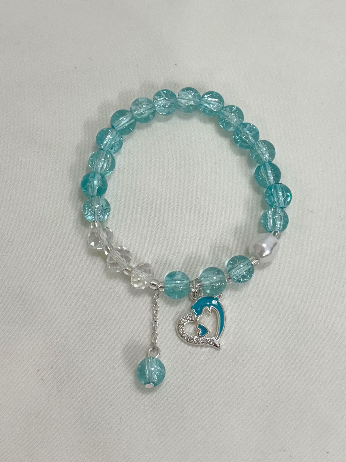 blue dolphin heart charm bracelet