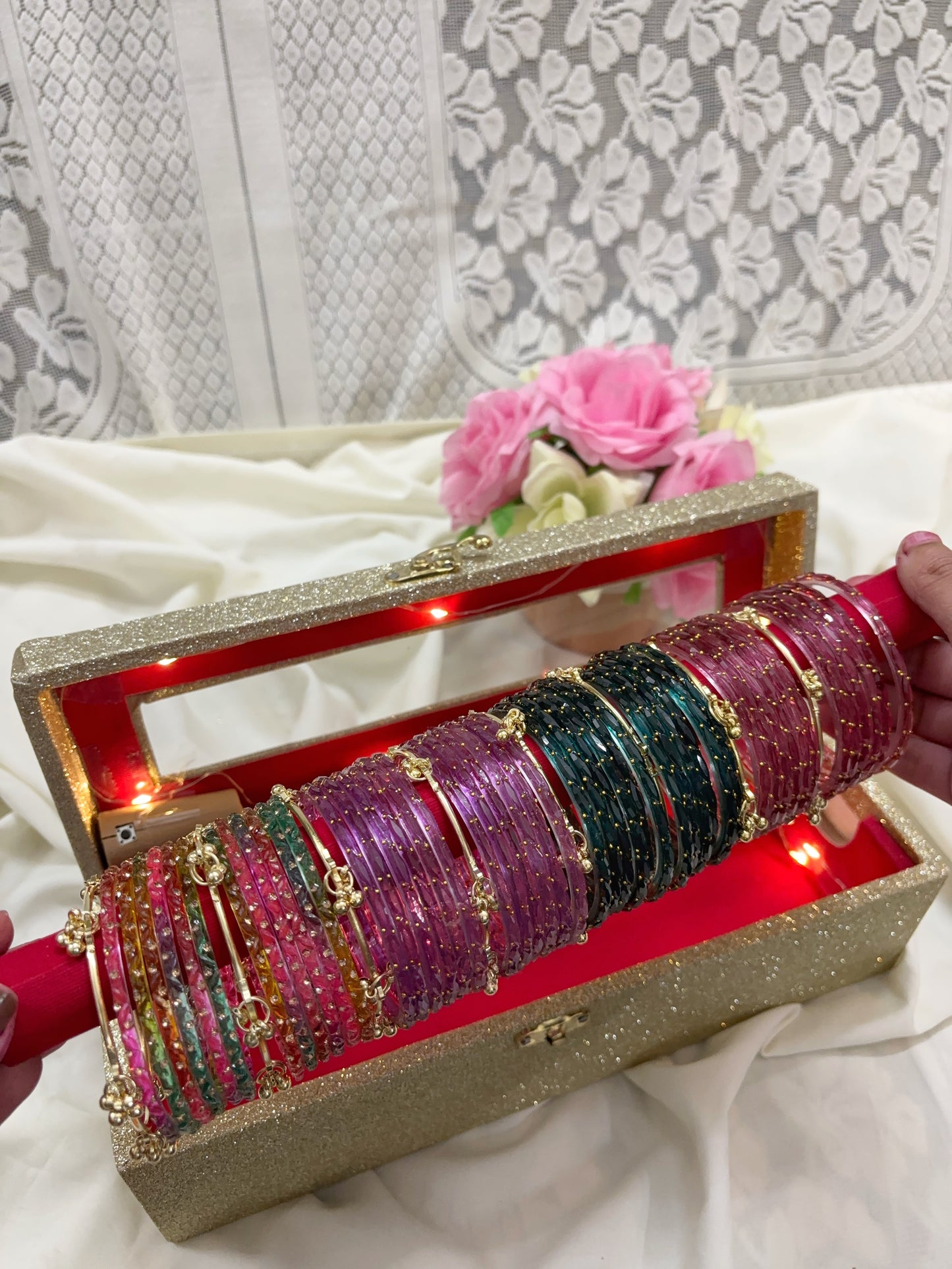 4 color bangle box with 8 ghungroo bangle 💐
