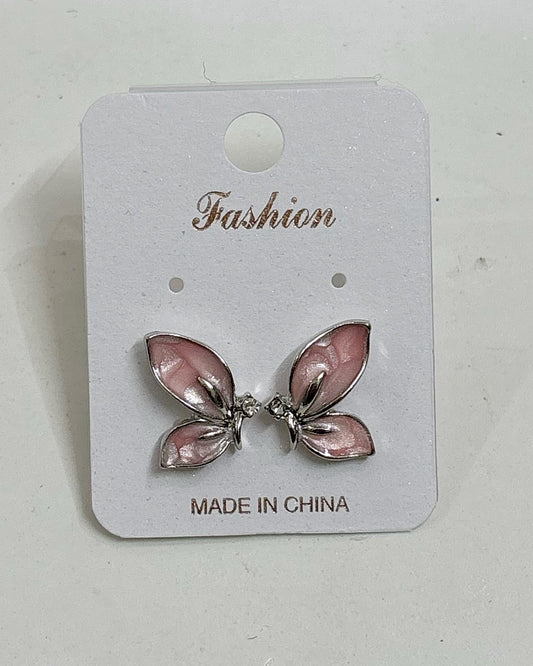 Butterfly metallic studs (pink)