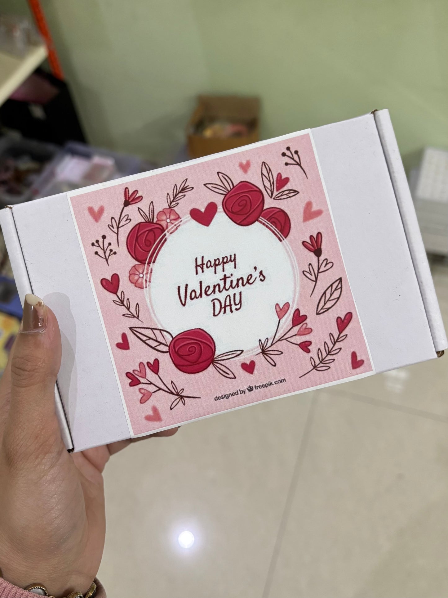Valentines sticker on top