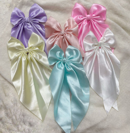 long tailed satin hairbows