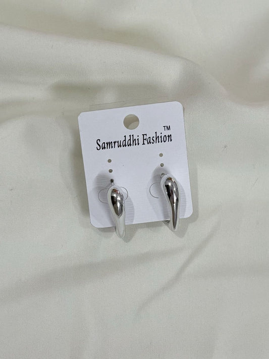 sleek silver statement earring
