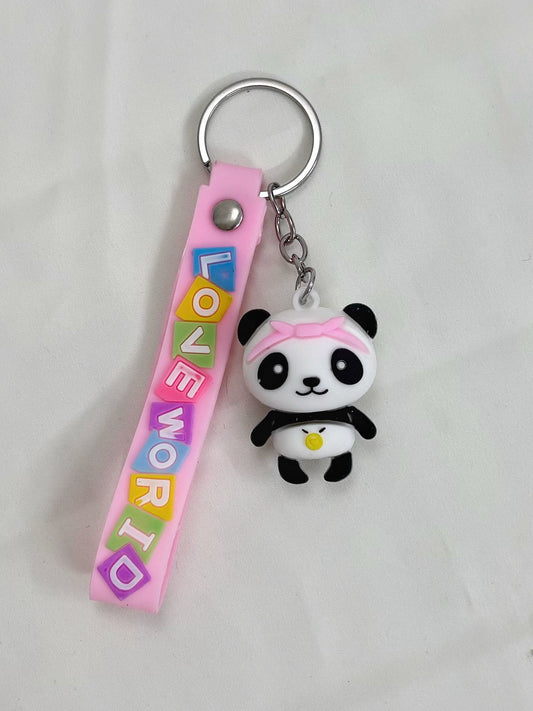 panda keychain pink