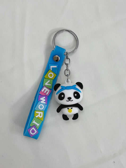 panda keychain blue