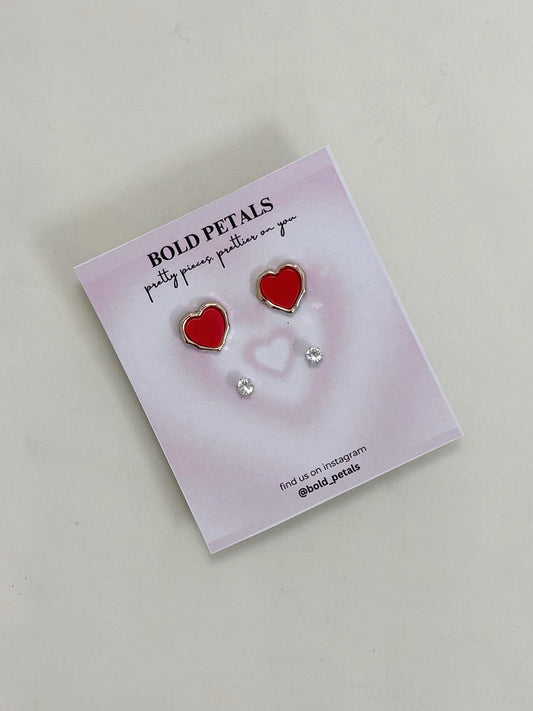 Red Heart studs card