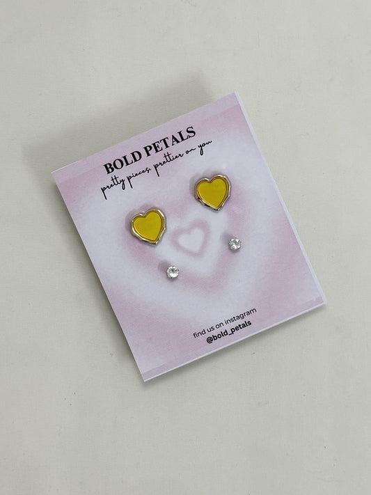 Yellow Heart studs card