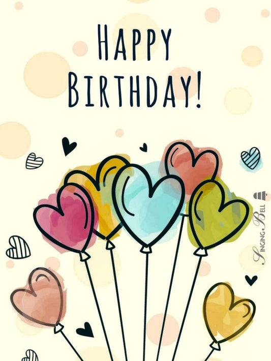 Heart balloon birthday wish card